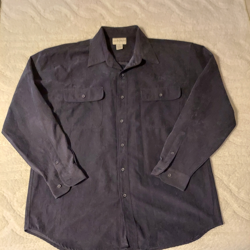 Men's Casual Button Down Shirt - Dark Blue